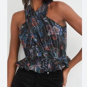 Veronica Beard Kailani Metallic Halter Top New